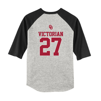 Oklahoma - NCAA Baseball : Landon Victorian - USA Youth Raglan T-Shirt-1
