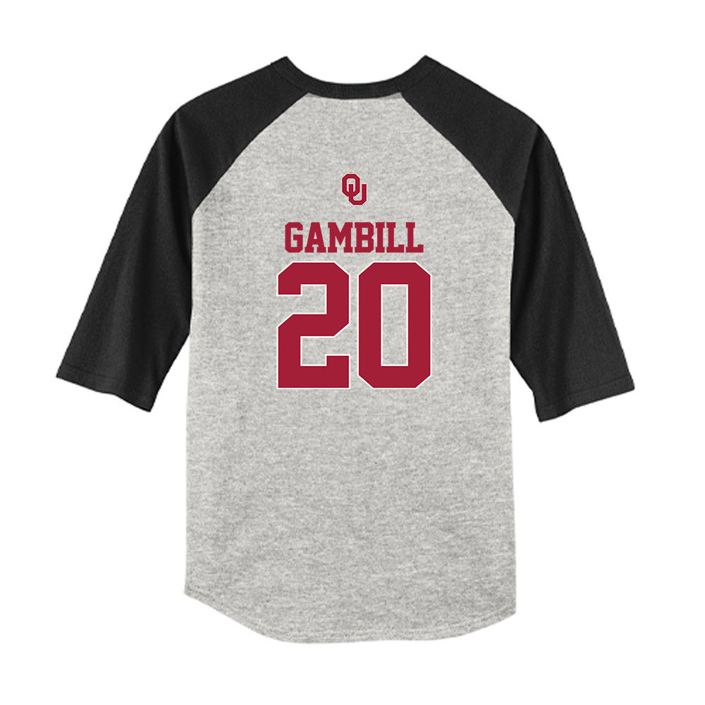 Oklahoma - NCAA Baseball : Trey Gambill - USA Youth Raglan T-Shirt-1