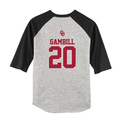 Oklahoma - NCAA Baseball : Trey Gambill - USA Youth Raglan T-Shirt-1