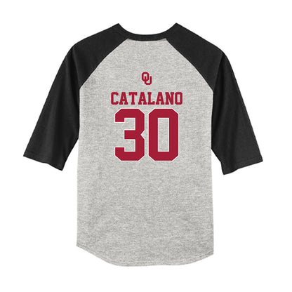Oklahoma - NCAA Baseball : Michael Catalano - USA Youth Raglan T-Shirt-1