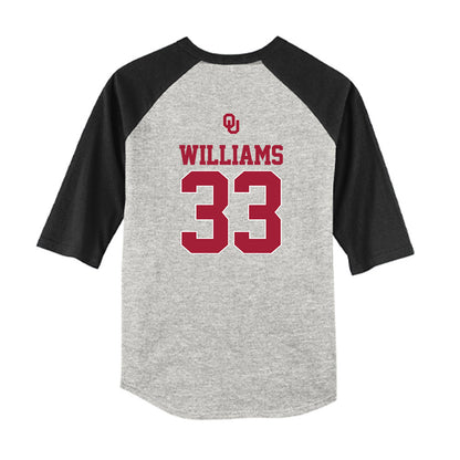 Oklahoma - NCAA Baseball : Isaac Williams - USA Youth Raglan T-Shirt-1
