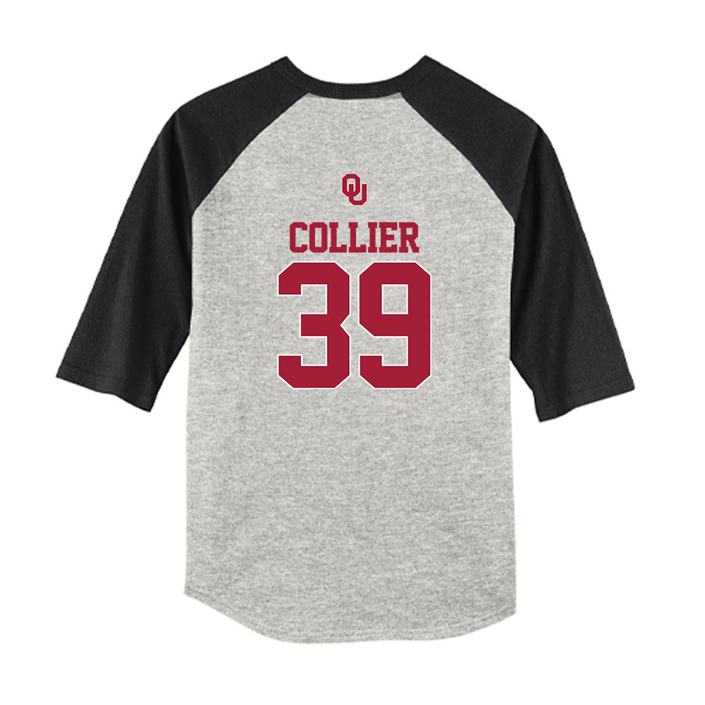 Oklahoma - NCAA Baseball : Trent Collier - USA Youth Raglan T-Shirt-1