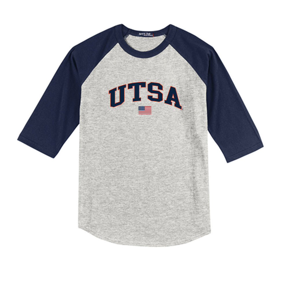 UTSA - NCAA Baseball : Broc Parmer - USA Raglan Youth Raglan T-Shirt-0