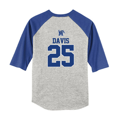 Memphis - NCAA Baseball : Cade Davis - USA Raglan Youth Raglan T-Shirt-1