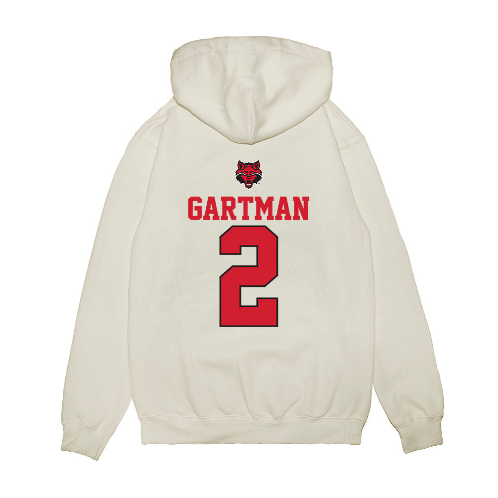 Arkansas State - NCAA Baseball : Drew Gartman - USA Raglan Premium Hooded Sweatshirt-1