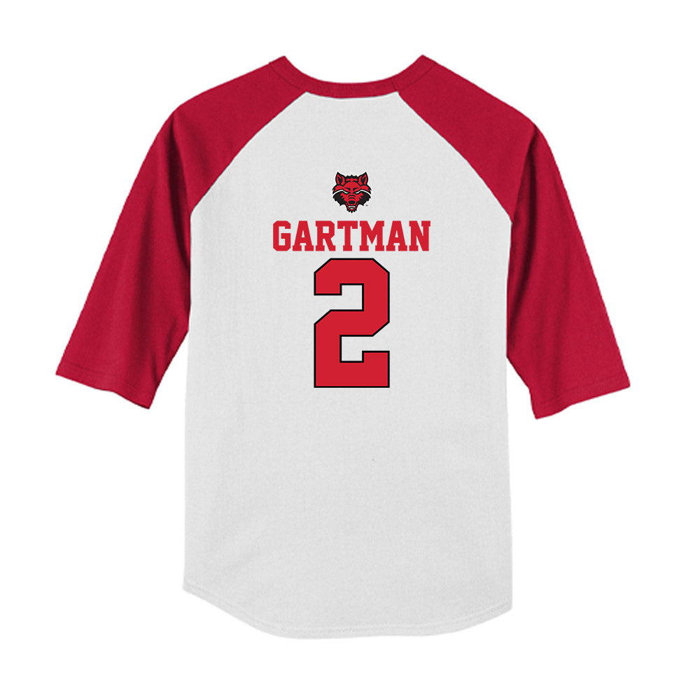 Arkansas State - NCAA Baseball : Drew Gartman - USA Raglan Youth Raglan T-Shirt-1