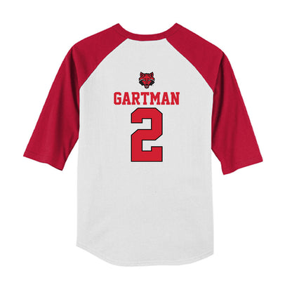 Arkansas State - NCAA Baseball : Drew Gartman - USA Raglan Youth Raglan T-Shirt-1