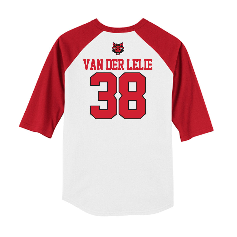 Arkansas State - NCAA Baseball : Jelle van der Lelie - USA Raglan Raglan Shirt-1