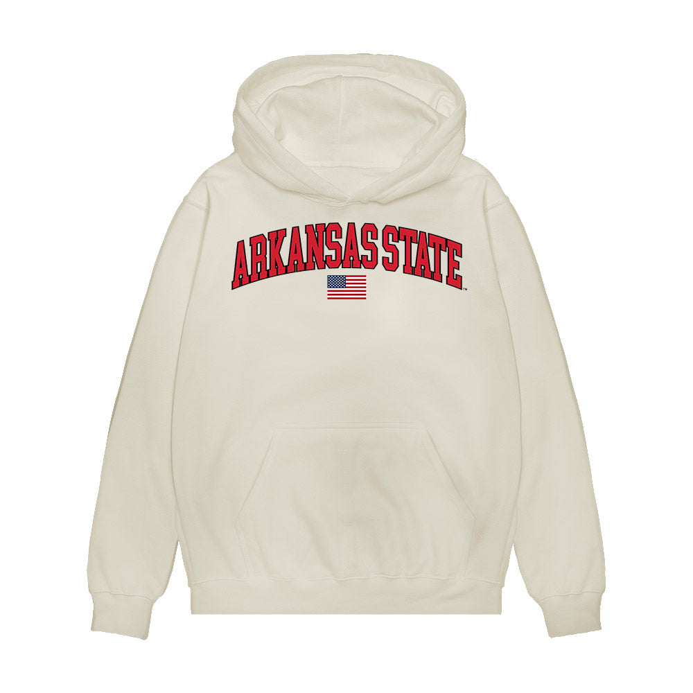 Arkansas State - NCAA Baseball : Cross Jumper - USA Raglan Premium Hooded Sweatshirt-0