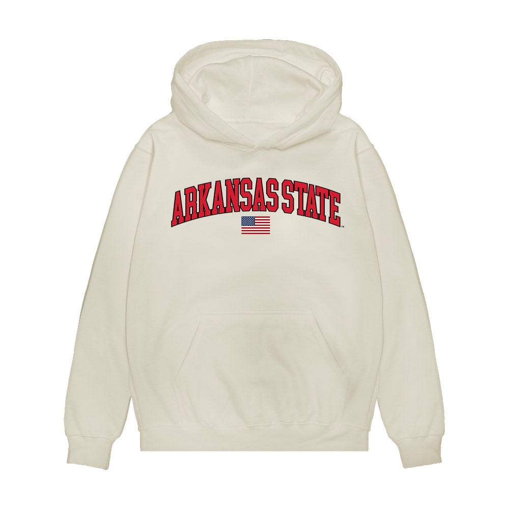 Arkansas State - NCAA Baseball : Brett Foss - USA Raglan Premium Hooded Sweatshirt-0