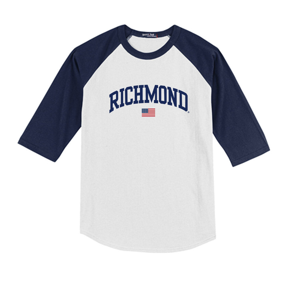 Richmond - NCAA Baseball : Connor Larson - USA Raglan Youth Raglan T-Shirt-0
