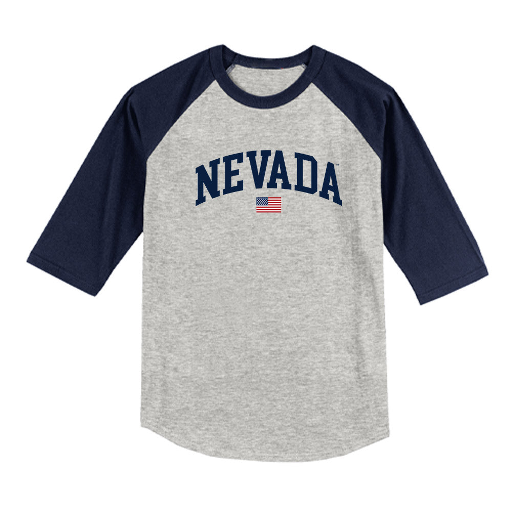 Nevada - NCAA Baseball : Jack Metcho - USA Raglan Raglan Shirt-0