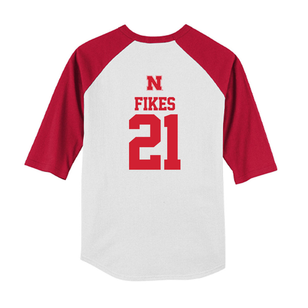 Nebraska - NCAA Baseball : Trey Fikes - USA Raglan Youth Raglan T-Shirt-1