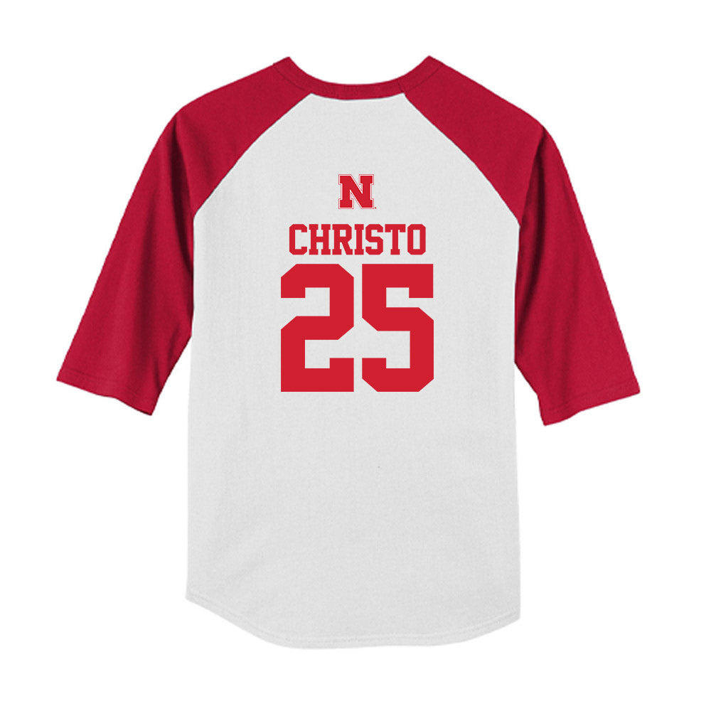Nebraska - NCAA Baseball : Drew Christo - USA Raglan Youth Raglan T-Shirt-1