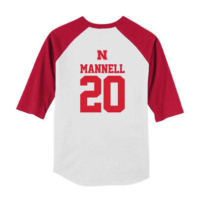 Nebraska - NCAA Baseball : Kevin Mannell - USA Raglan Youth Raglan T-Shirt-1