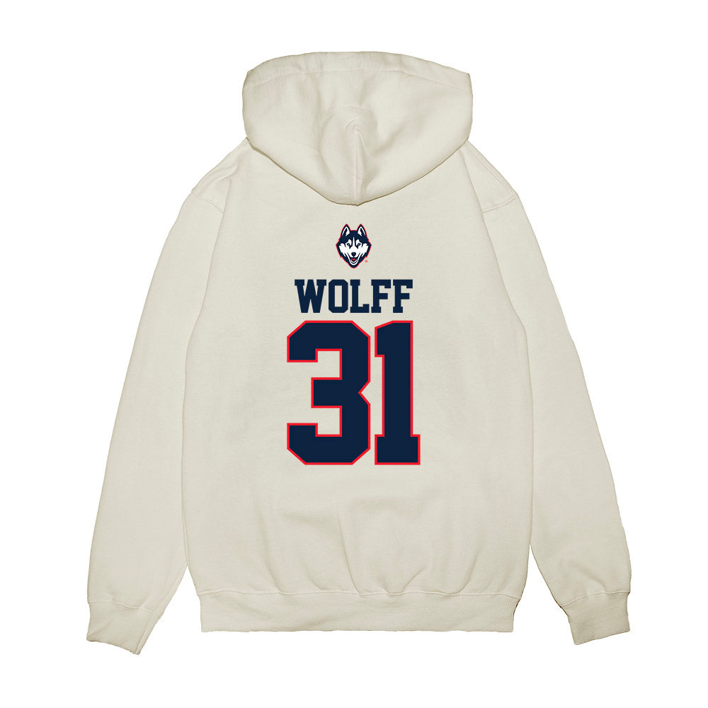 UConn - NCAA Baseball : Devin Wolff - USA Raglan Premium Hooded Sweatshirt-1
