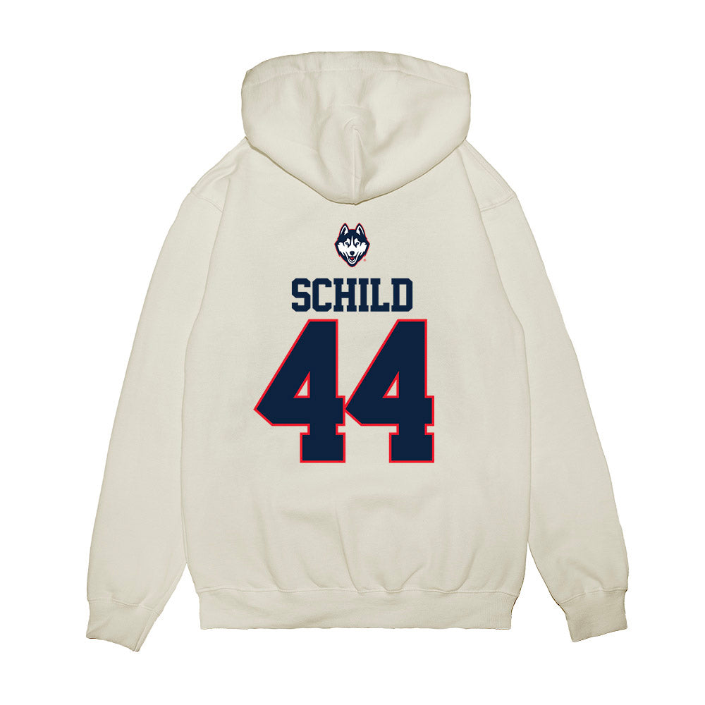 UConn - NCAA Baseball : Ben Schild - USA Raglan Premium Hooded Sweatshirt-1