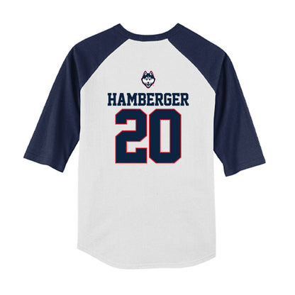 UConn - NCAA Baseball : Evan Hamberger - USA Raglan Youth Raglan T-Shirt-1