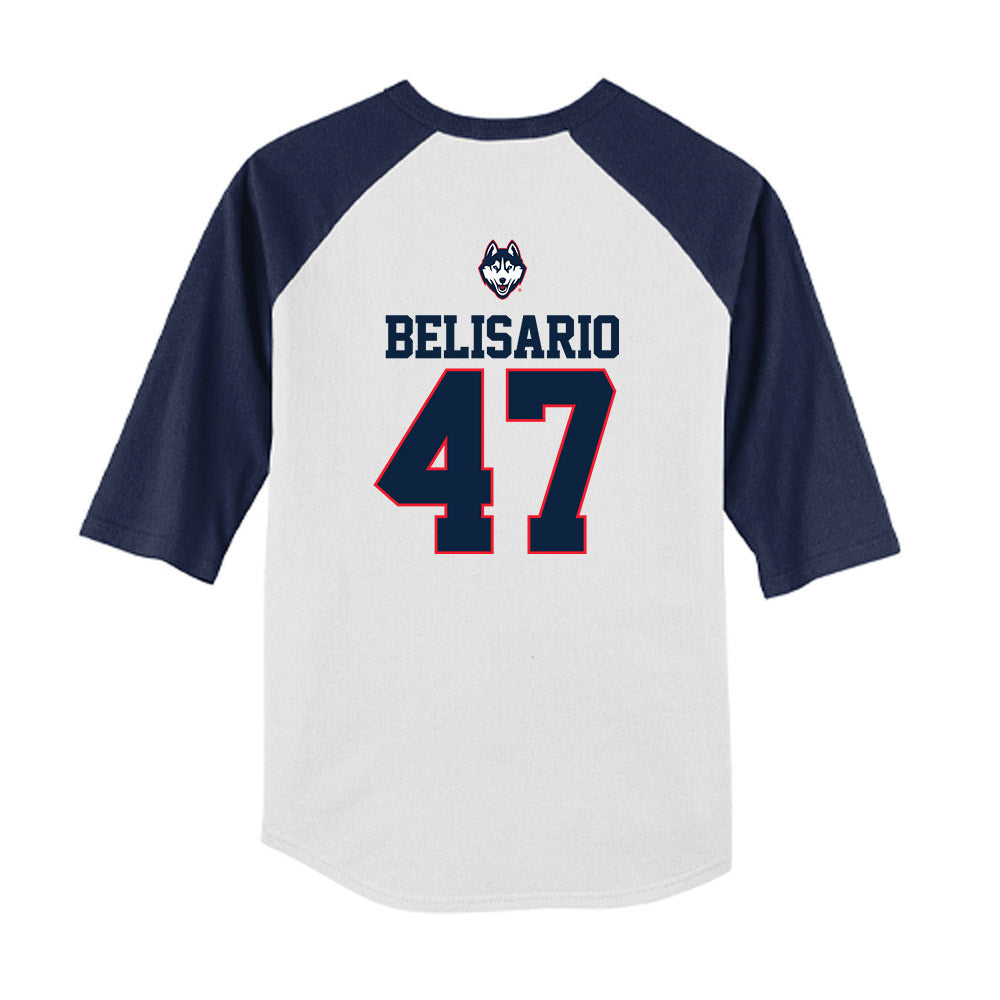 UConn - NCAA Baseball : Anthony Belisario - USA Raglan Youth Raglan T-Shirt-1