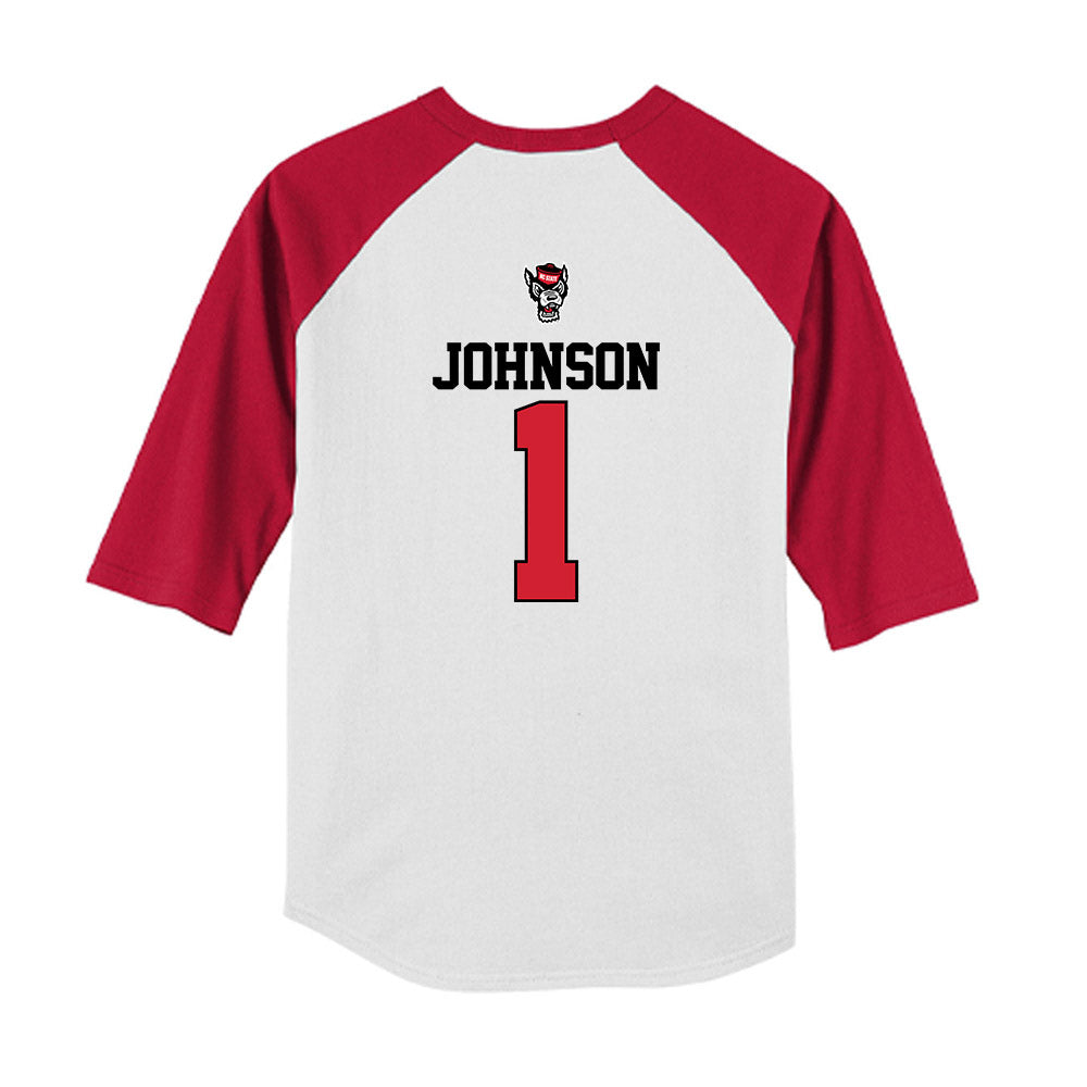 NC State - NCAA Baseball : Rett Johnson - USA Raglan Youth Raglan T-Shirt-1