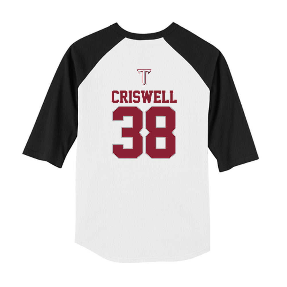 Troy - NCAA Baseball : Nate Criswell - USA Raglan Youth Raglan T-Shirt-1