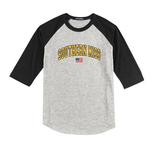 Southern Miss - NCAA Baseball : Samuel Mitchell - USA Youth Raglan T-Shirt-0