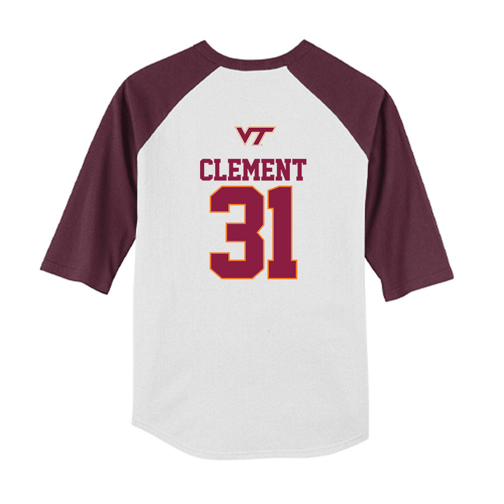 Virginia Tech - NCAA Baseball : Madden Clement - USA Youth Raglan T-Shirt-1