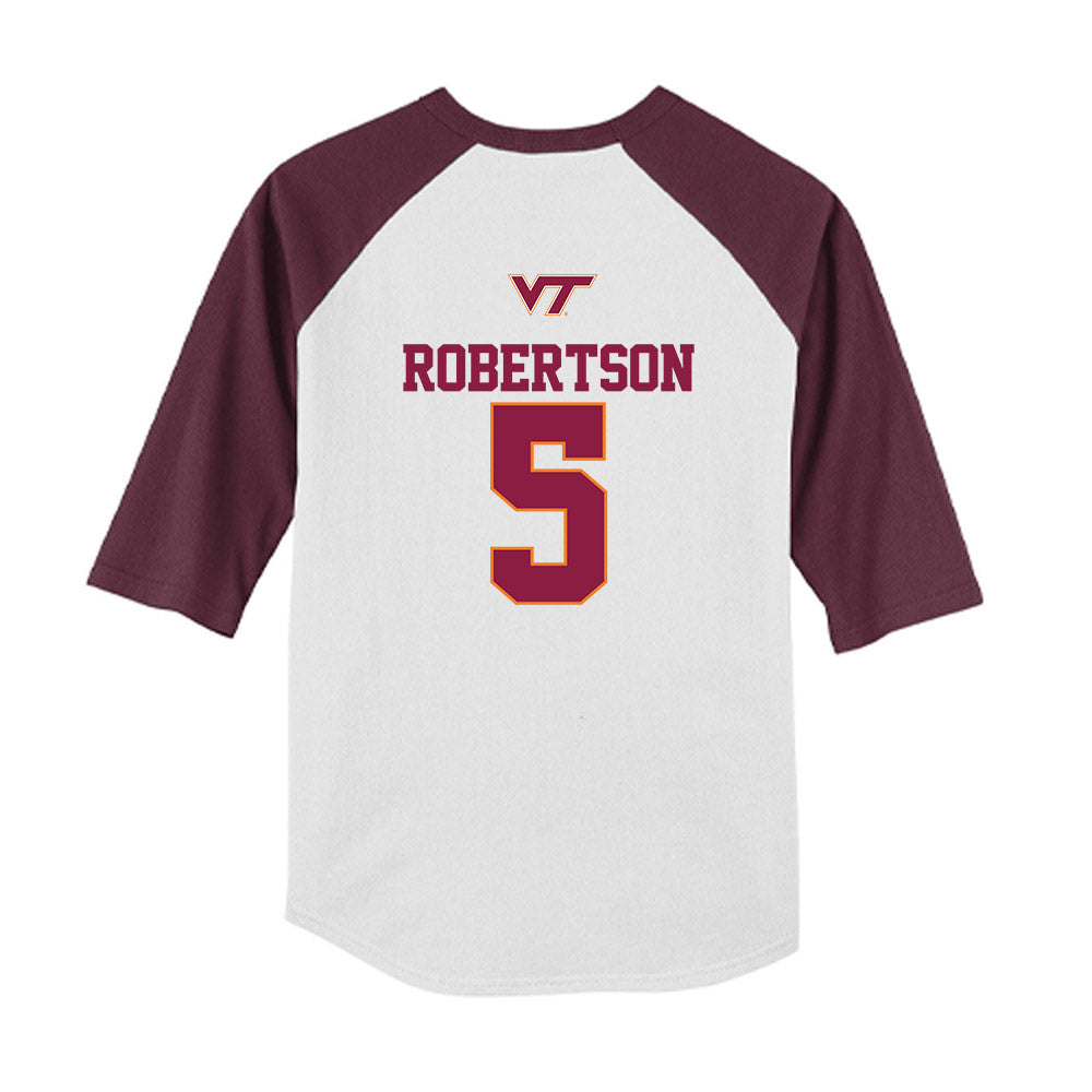 Virginia Tech - NCAA Baseball : Aiden Robertson - USA Youth Raglan T-Shirt-1