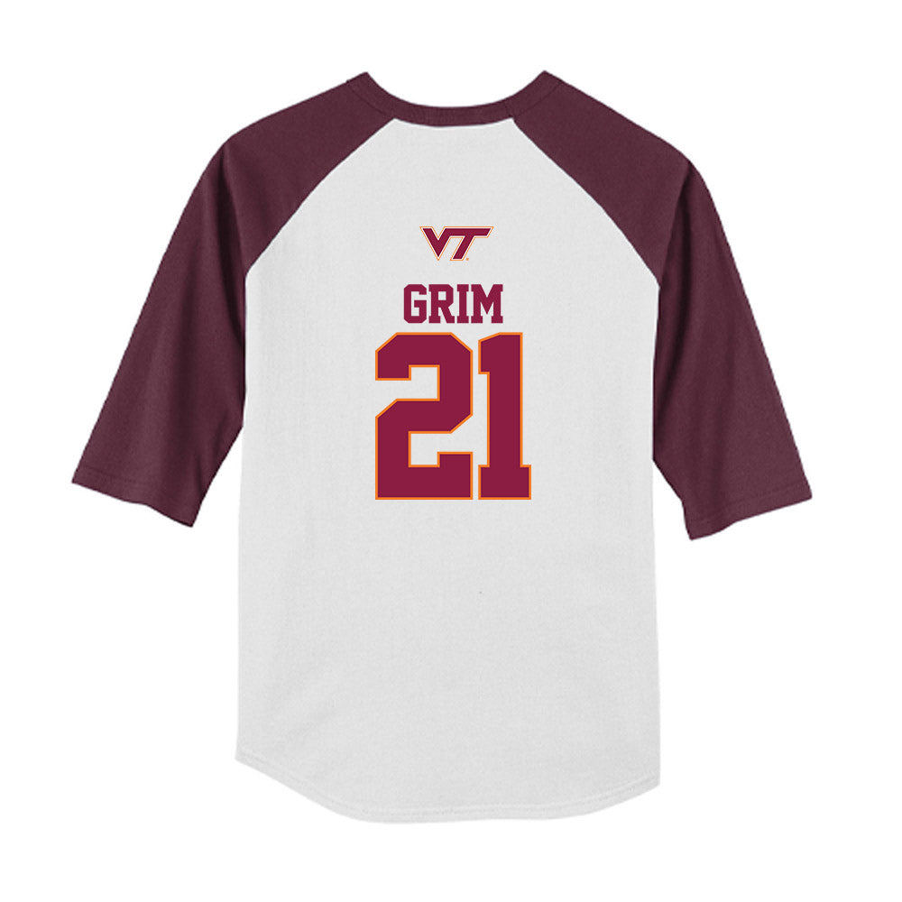 Virginia Tech - NCAA Baseball : Ethan Grim - USA Youth Raglan T-Shirt-1