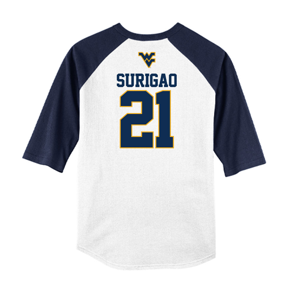 West Virginia - NCAA Baseball : Joshua Surigao - USA Raglan Raglan Shirt-1