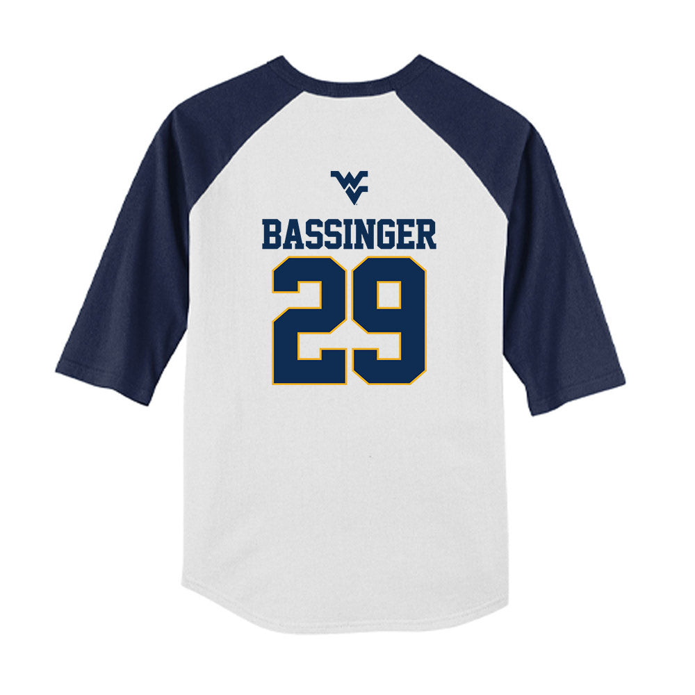 West Virginia - NCAA Baseball : Reese Bassinger - USA Raglan Youth Raglan T-Shirt-1