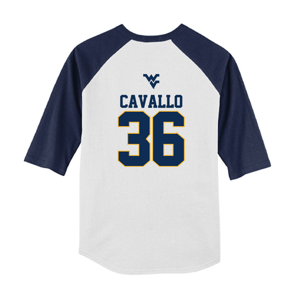 West Virginia - NCAA Baseball : Hudson Cavallo - USA Raglan Youth Raglan T-Shirt-1