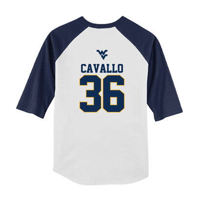 West Virginia - NCAA Baseball : Hudson Cavallo - USA Raglan Youth Raglan T-Shirt-1