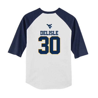 West Virginia - NCAA Baseball : Tucker DeLisle - USA Raglan Youth Raglan T-Shirt-1