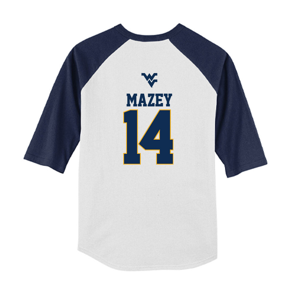 West Virginia - NCAA Baseball : Weston Mazey - USA Raglan Youth Raglan T-Shirt-1