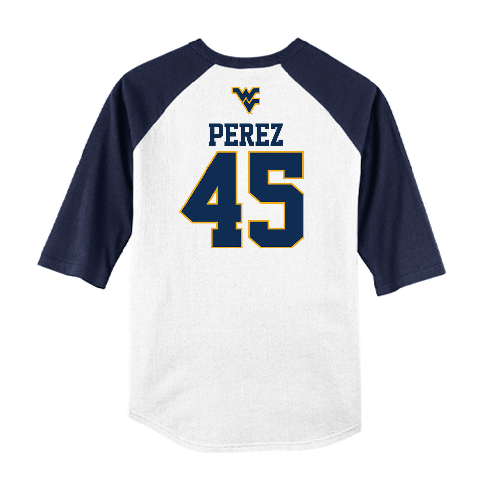 West Virginia - NCAA Baseball : David Perez - USA Raglan Raglan Shirt-1
