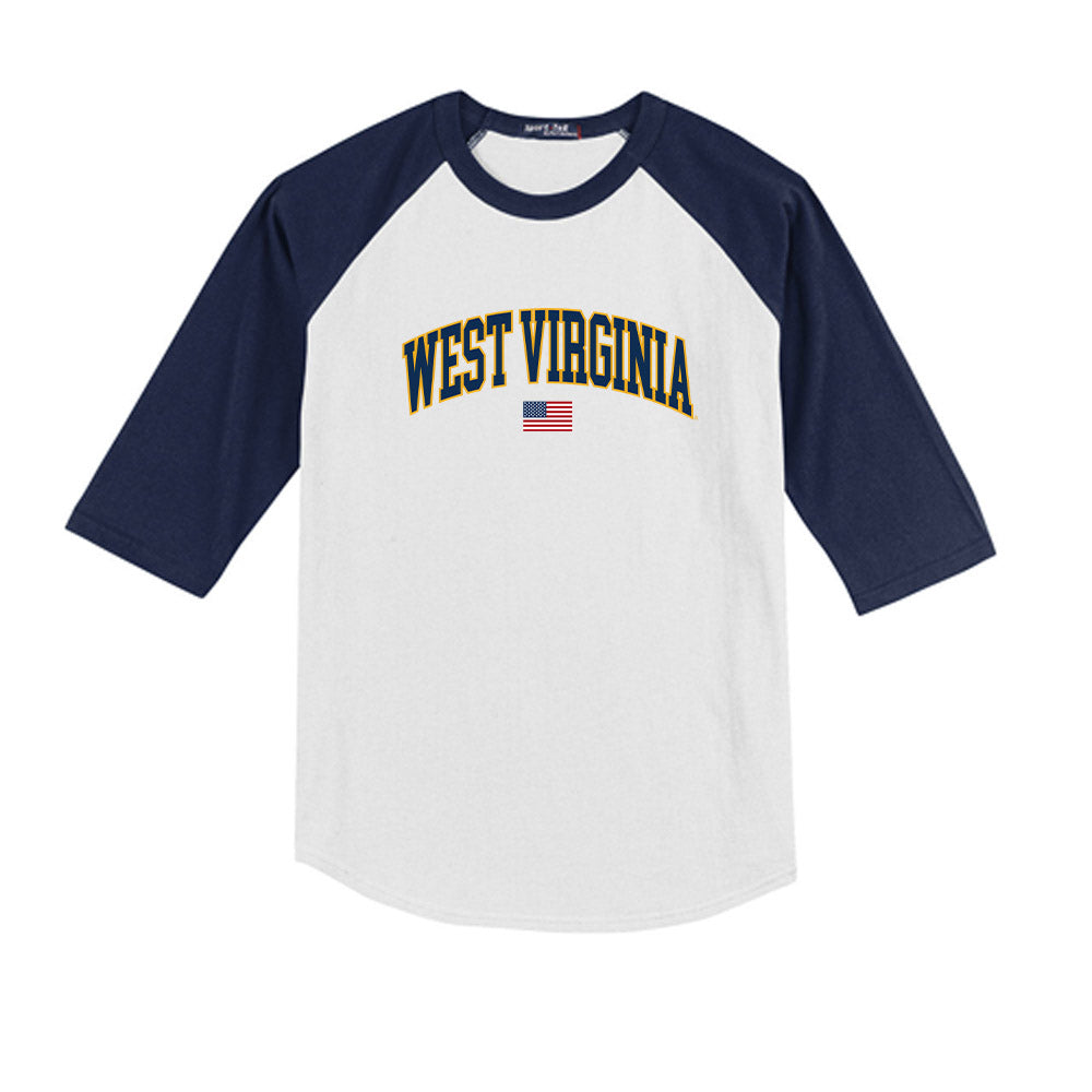 West Virginia - NCAA Baseball : Brodie Kresser - USA Raglan Youth Raglan T-Shirt-0