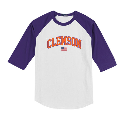 Clemson - NCAA Baseball : Bryce Clavon - USA Raglan Youth Raglan T-Shirt-0