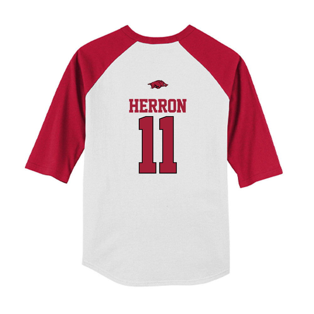 Arkansas - NCAA Softball : Robyn Herron - USA Youth Raglan T-Shirt-1