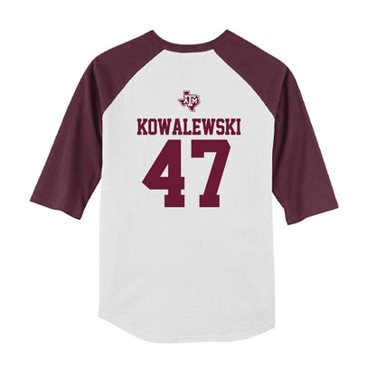 Texas A&M - NCAA Softball : Ariel Kowalewski - USA Youth Raglan T-Shirt-1