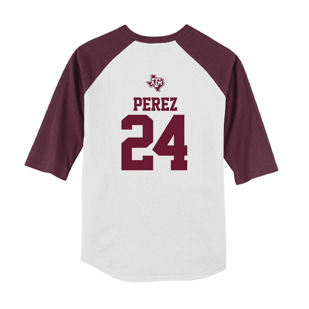 Texas A&M - NCAA Softball : Mya Perez - USA Youth Raglan T-Shirt-1