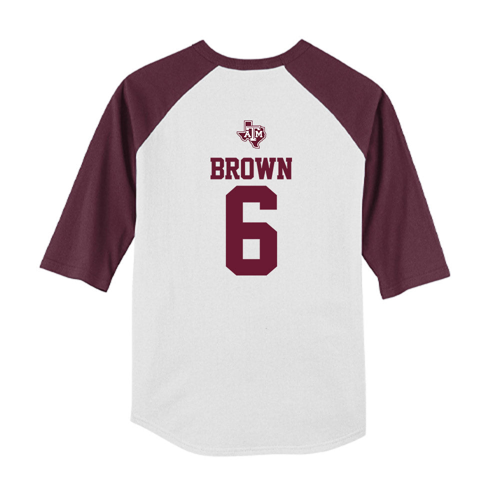 Texas A&M - NCAA Softball : Taylor Brown - USA Youth Raglan T-Shirt-1