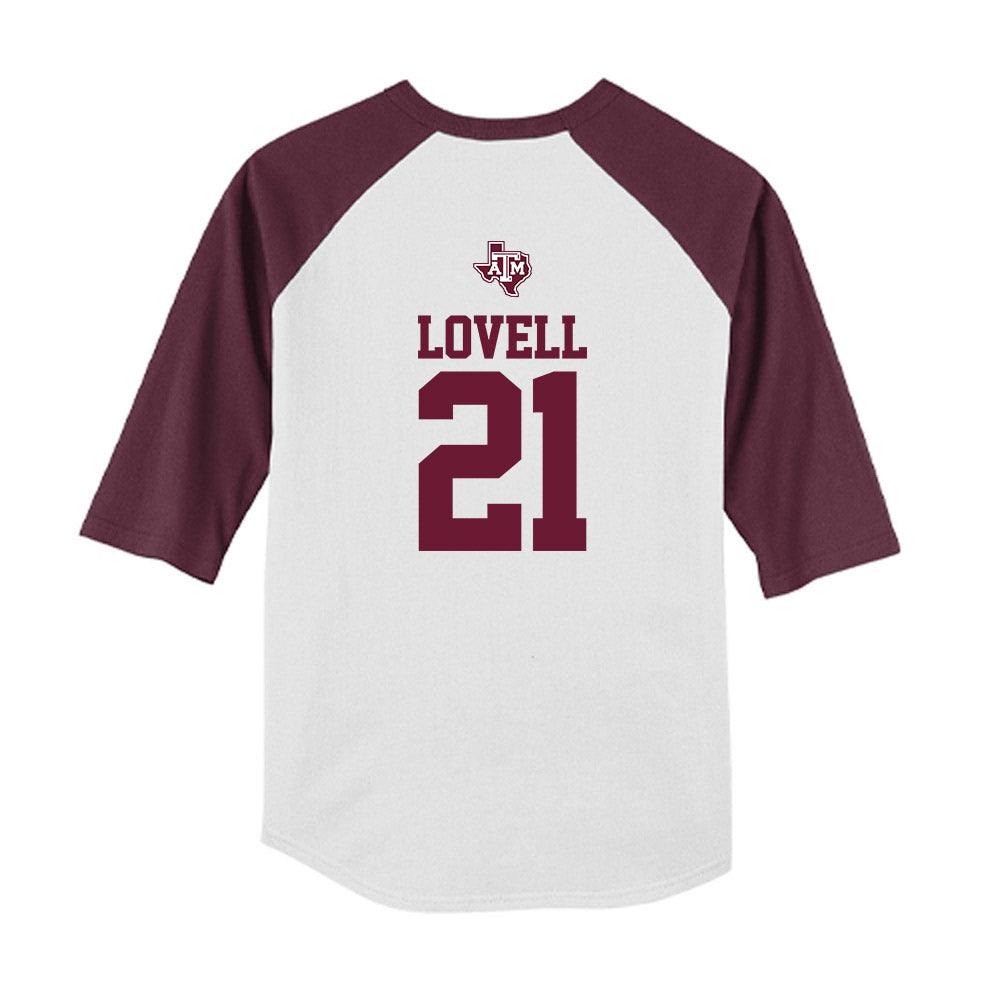 Texas A&M - NCAA Softball : Scout Lovell - USA Youth Raglan T-Shirt-1