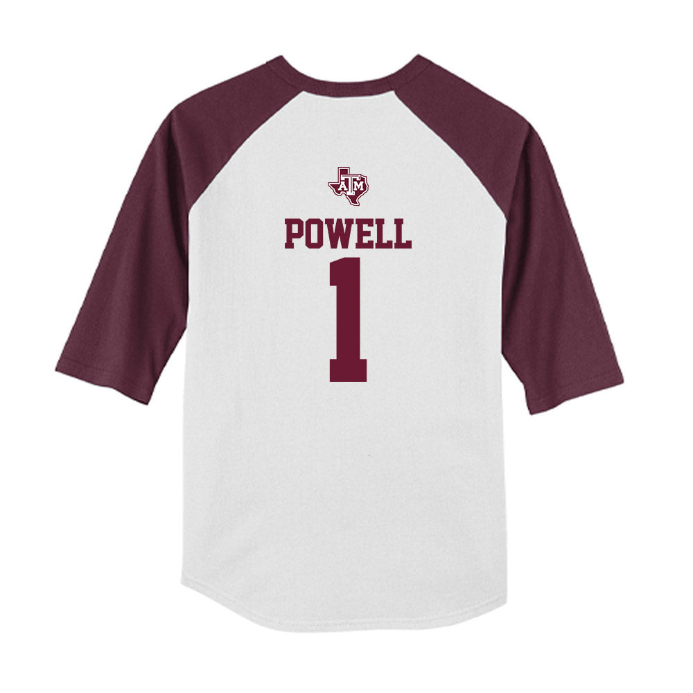 Texas A&M - NCAA Softball : Kennedy Powell - USA Youth Raglan T-Shirt-1