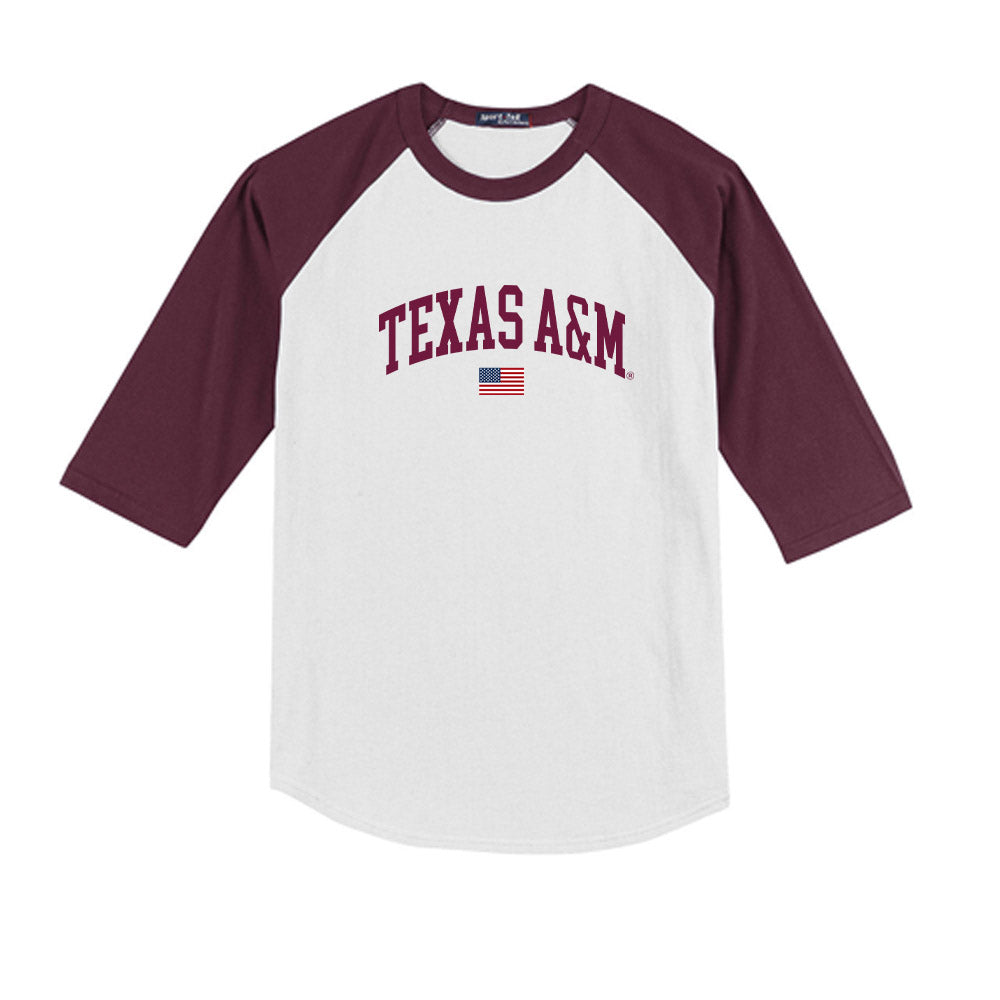 Texas A&M - NCAA Softball : Sydney Lessentine - USA Youth Raglan T-Shirt-0