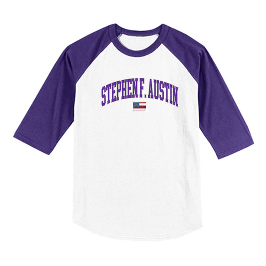 SFA - NCAA Softball : mikaelah burkland - USA Raglan Shirt-0