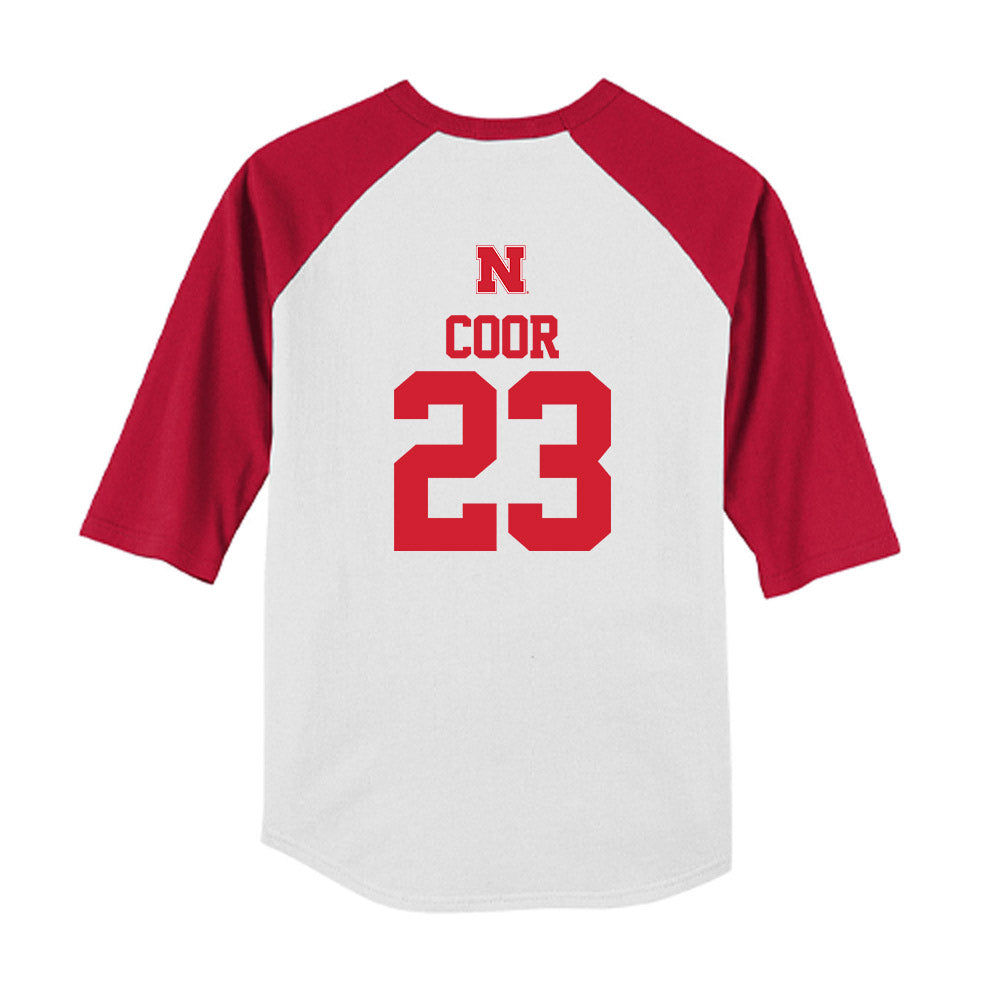 Nebraska - NCAA Softball : Hannah Coor - USA Youth Raglan T-Shirt-1