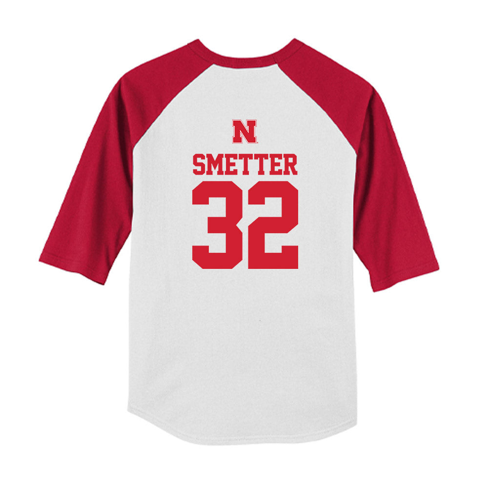Nebraska - NCAA Softball : Ashley Smetter - USA Youth Raglan T-Shirt-1