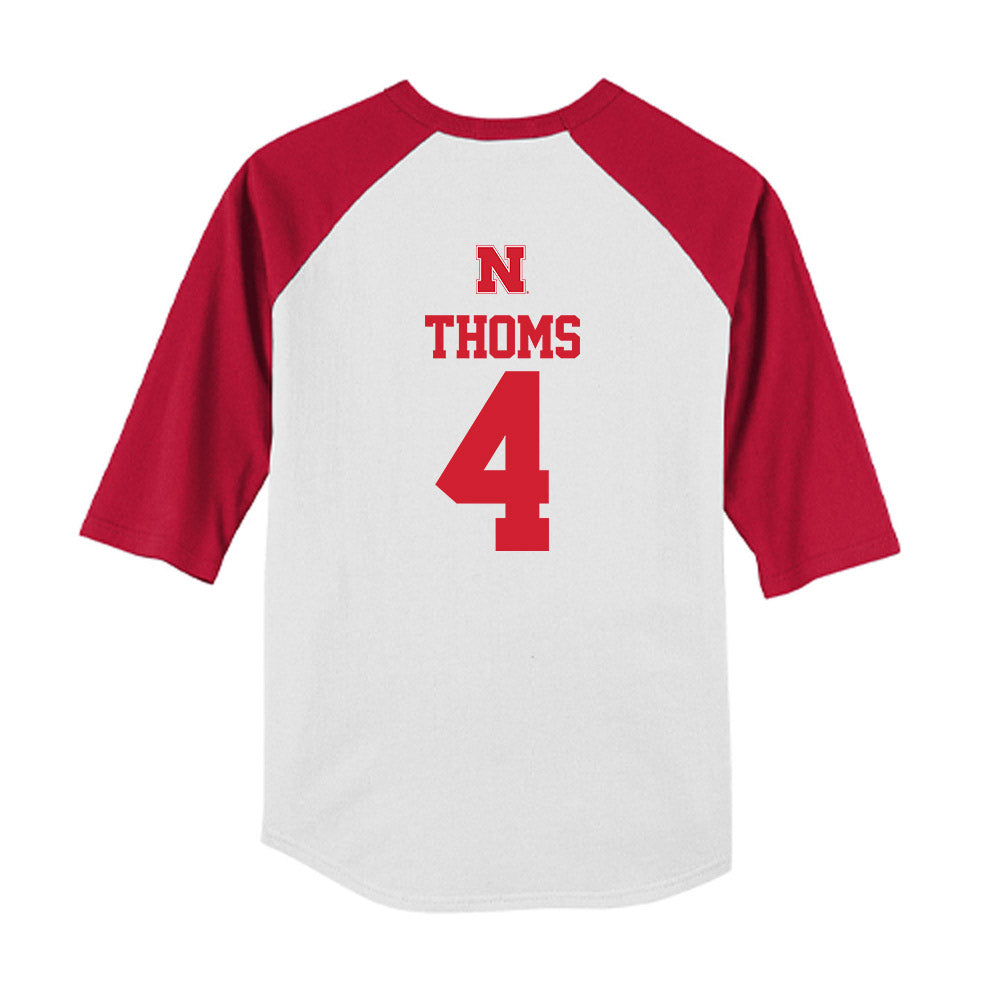 Nebraska - NCAA Softball : Malia Thoms - USA Youth Raglan T-Shirt-1