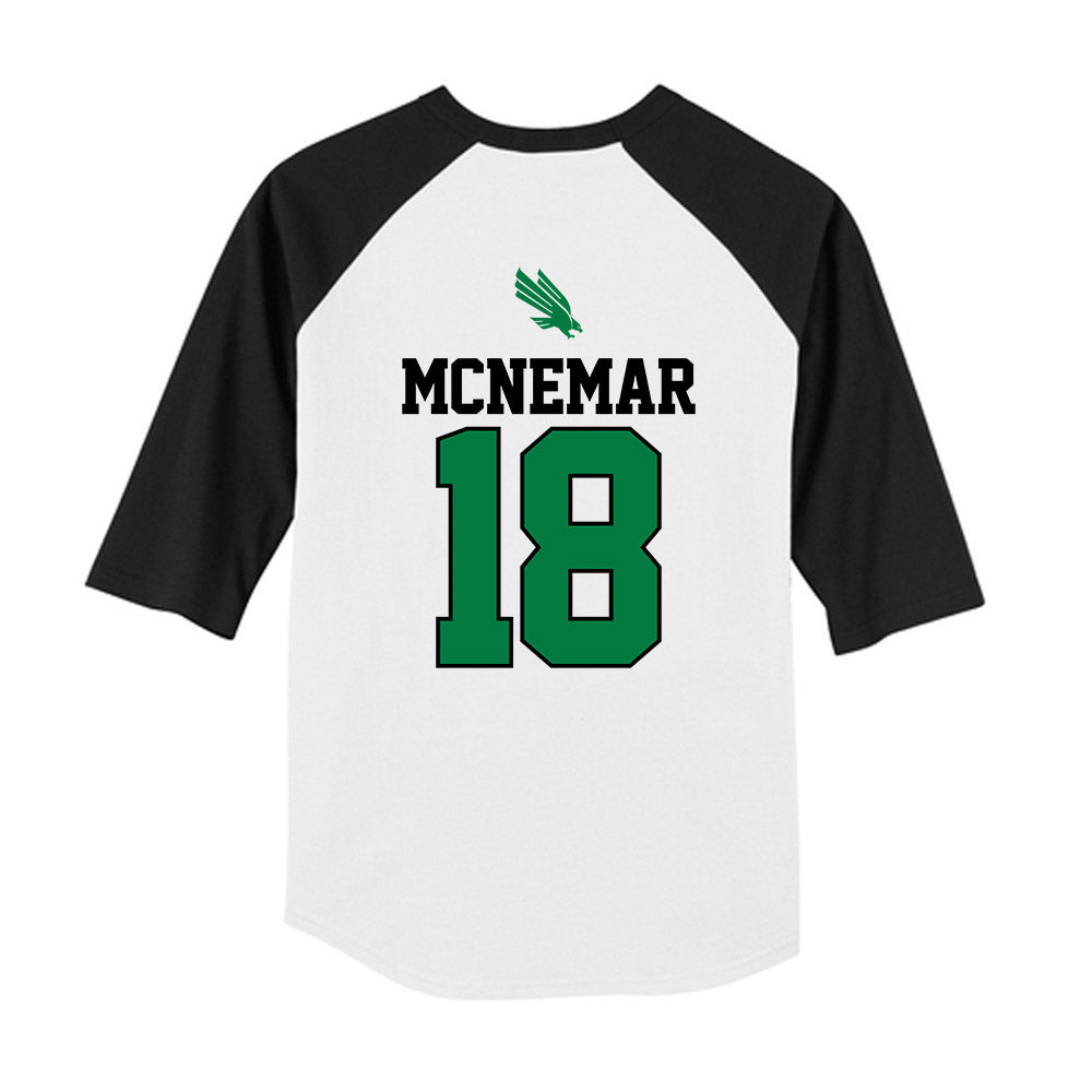 North Texas - NCAA Softball : Riley McNemar - USA Youth Raglan T-Shirt-1